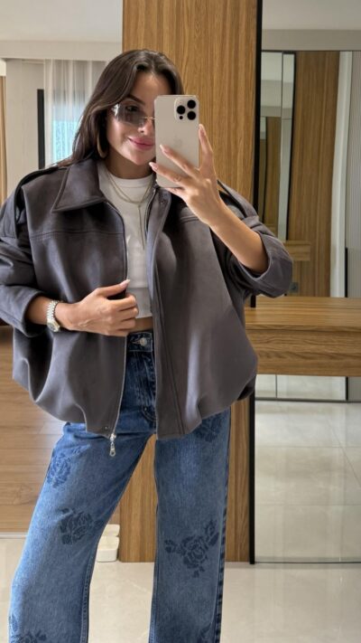 Sobjer Gray Suede Viral Brand Model Jacket