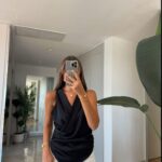 Satin Double Breasted Strappy Blouse - Black