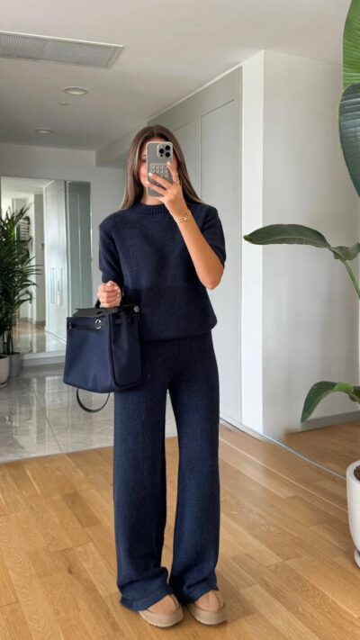 Molly Knitwear Set - Navy Blue