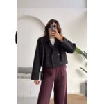 Maya Half Double Breasted Trench Coat - Black