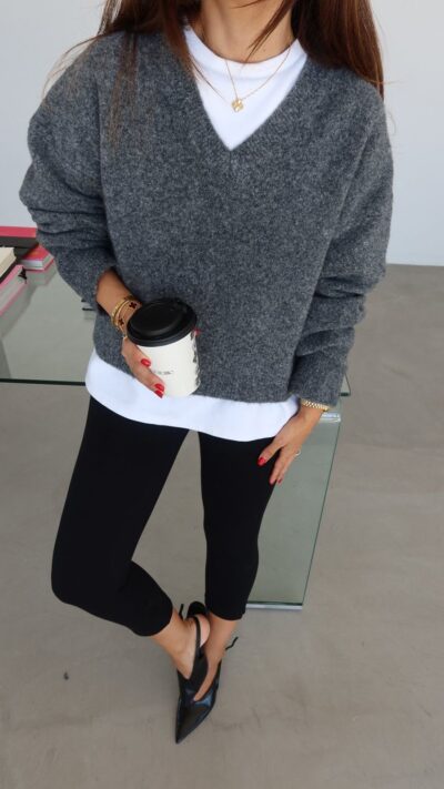 V Neck Soft Textured Sweater