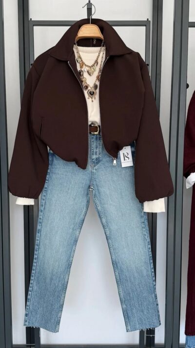 LINED BOMBER JACKET BROWN
