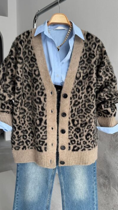 KOSHKINA LEOPARD PRINT CARDIGAN