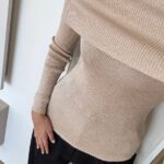 Madonna Collar Silvery Knitwear - Beige