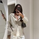 Beige Polo Collar Buttoned Brand Model Buklet Cardigan