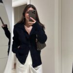 Navy Blue Polo Collar Buttoned Brand Model Buklet Cardigan