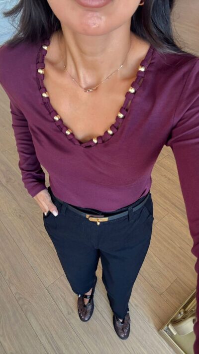 Oxidan Collar Beaded Blouse