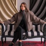 Beaded Plush Coat - Brown