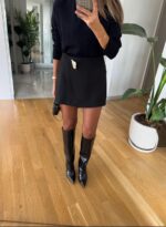 Brooched Mini Shorts Skirt - Black - Image 2