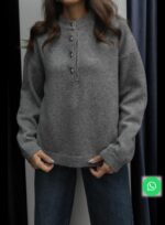 GREY BUTTONED SWEATER ON TOP - Image 2