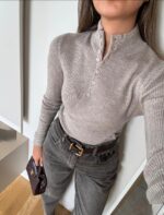 Bloom Button Detailed Knitwear - Mink - Image 2