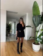 Brooched Mini Shorts Skirt - Black