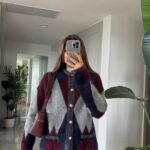 Baklava Pattern Cardigan with Chardon - Claret Red