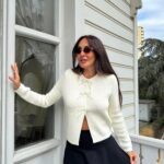 Ecru Pearl Bow Accessory Knitwear Cardigan