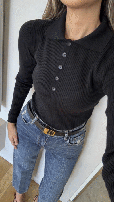 Calista Buttoned Knitwear with Wick - Black