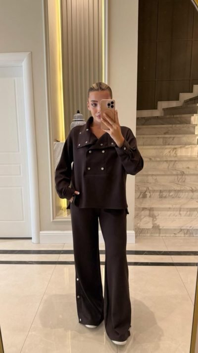 Bitter Coffee Collar Premium Quality Modal Fabric Double Set with Snaps