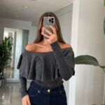 Pleated Collar Knitwear Sweater - Anthracite