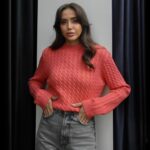 DARK SALMON TUTI HAIR BRAIDED SWEATER