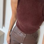 Stand Collar Bearded Sweater - Brown