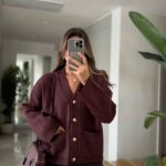 Diana Pocket Buttoned Cardigan - Cherry