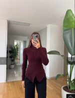Bloom Button Detailed Knitwear - Claret Red