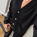 Diana Pocket Buttoned Cardigan - Black