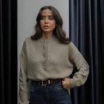 BUTTONED SWEATER ON MINK TOP