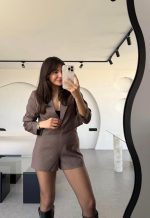Vitaluxe Stone Brown Shorts Set