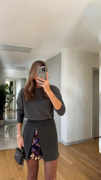 Wool Blended Basic Knitwear - Anthracite