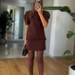 Watermelon Sleeve Pocket Dress - Brown