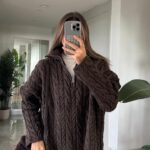 Zippered Hair Braided Premium Sweater - Mocha