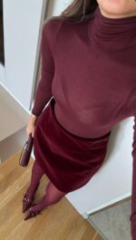 Turtleneck Cashmere Blouse - Claret Red - Image 2