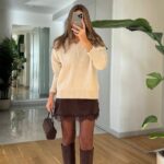 Satin Dress Knitwear Sweater Double Set