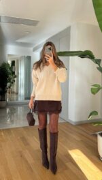 Satin Dress Knitwear Sweater Double Set