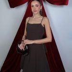 BROWN BACK BOW DETAILED DRESS