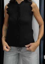 BLACK KNITTED LACE DETAILED KNITWEAR VEST - Image 2