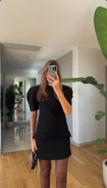 Watermelon Sleeve Pocket Dress - Black - Image 2