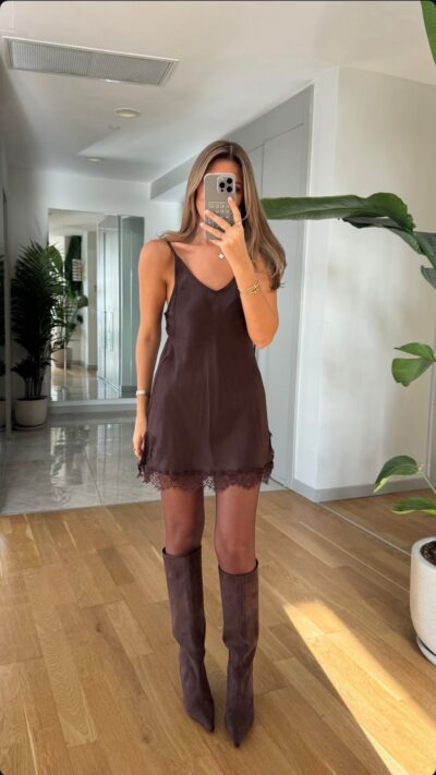 Preorder Satin Dress Knitwear Sweater Double Set