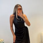 Backless Tied Satin Mini Claret Black Dress