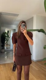 Watermelon Sleeve Pocket Dress - Brown - Image 2