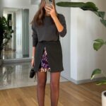 Sequin Detailed Mini Skirt - Anthracite