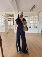 Parachute Fabric Detailed Waisted Shrinking Set