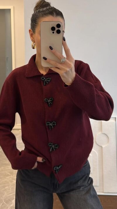Red Ruby Bow Cardigan