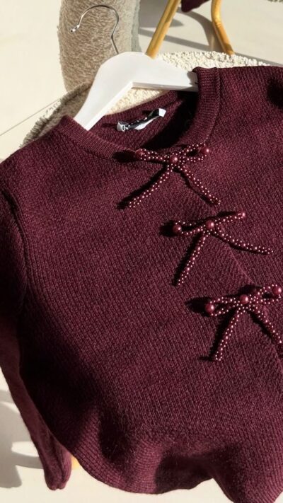 Festive Knit Cardigan - Cherry