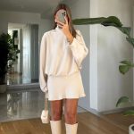 Bat Sleeve Mini Satin Dress - Ecru