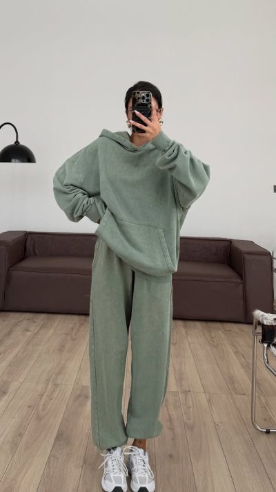Antique Green Sweat Tracksuit Set