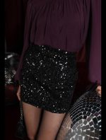 BLACK HAZZE SEQUIN MINI SKIRT - Image 2