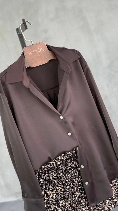 Premium Satin Shirt (Bitter Brown)