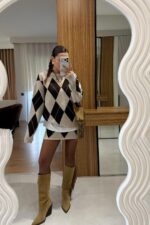 Pukie Baklava Pattern Skirted Knitwear Set