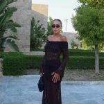 Brown Lace Detailed Madonna Collar Dress